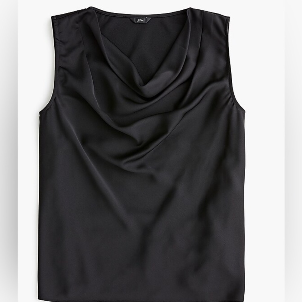 J.Crew Satin Black Cowl Neck Sleeveless Top